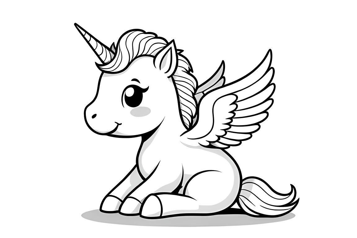 Bedårande barnmålarbild av en baby pegasus som lär sig flyga, designad för 3-åringar