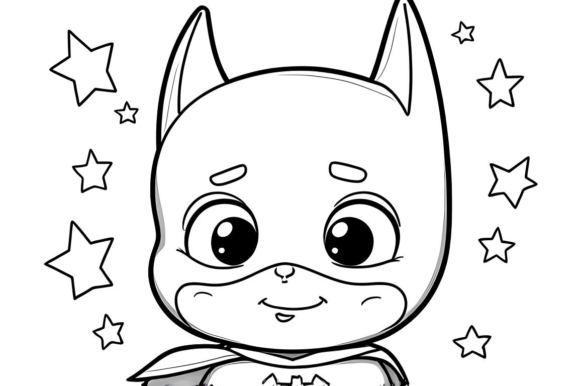 Illustration de coloriage simple pour enfants de Batman souriant pour les tout-petits