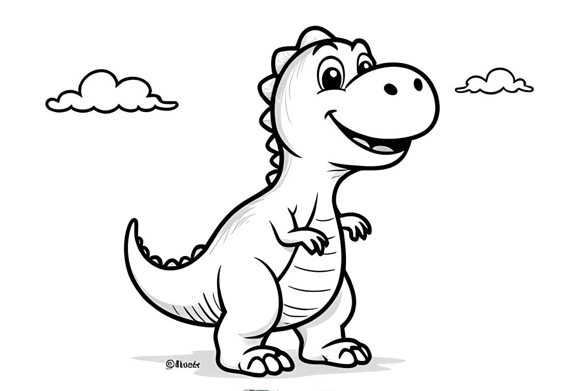 Illustration simple pour livre de coloriage d'enfants d'un dinosaure T-Rex amical faisant signe bonjour, parfait pour les tout-petits